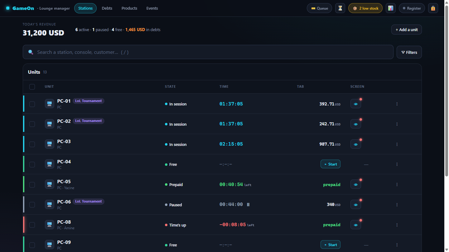 GameOn Management screenshot